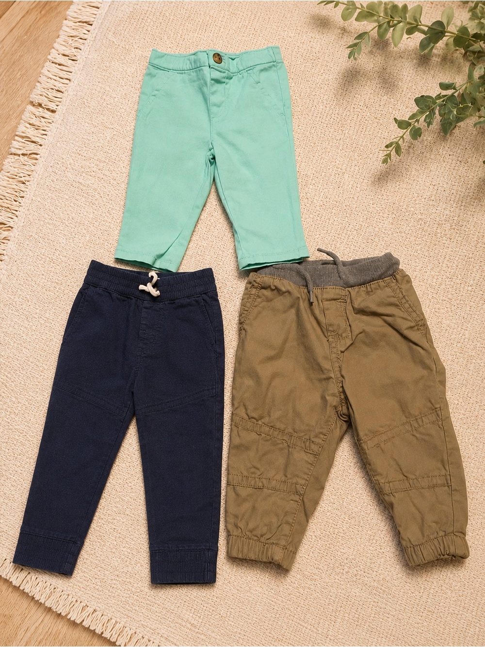 Multiples Kids Pants- Aqua, Navy, Tan